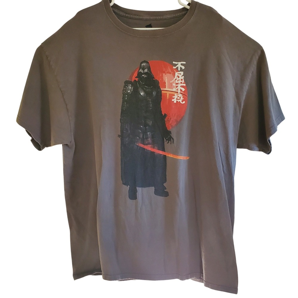 Star Wars Darth Vader Samurai Graphic T-Shirt Mens 2XL Gray Short Slv Hanes Tee